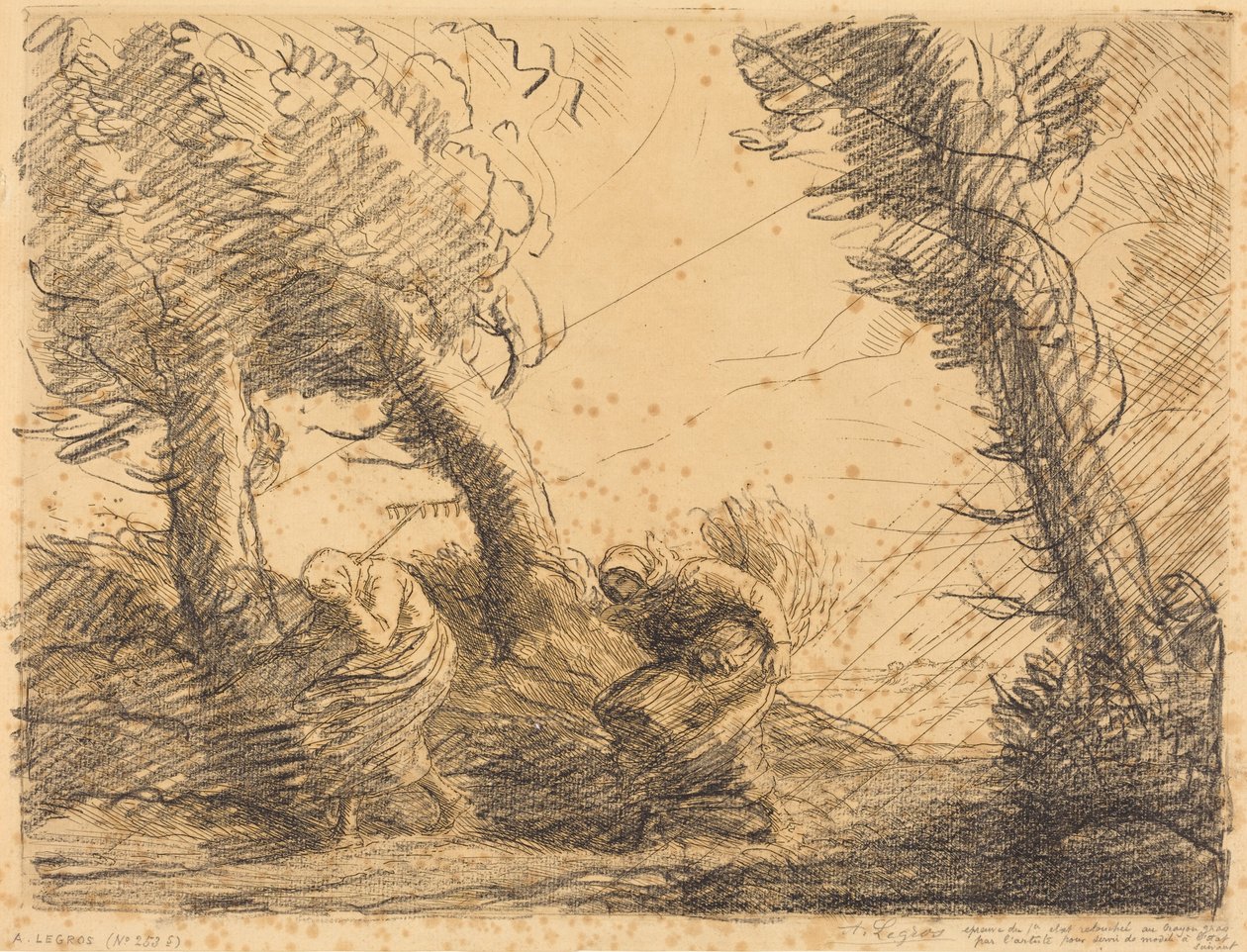 Vihar által meglepett aratónők alkotó: Alphonse Legros