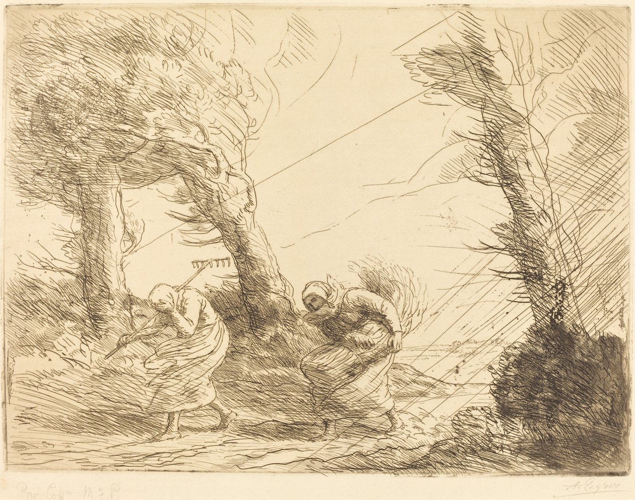 Aratógépek Meglepte a vihar A kombájnokat meglepte a vihar. alkotó: Alphonse Legros