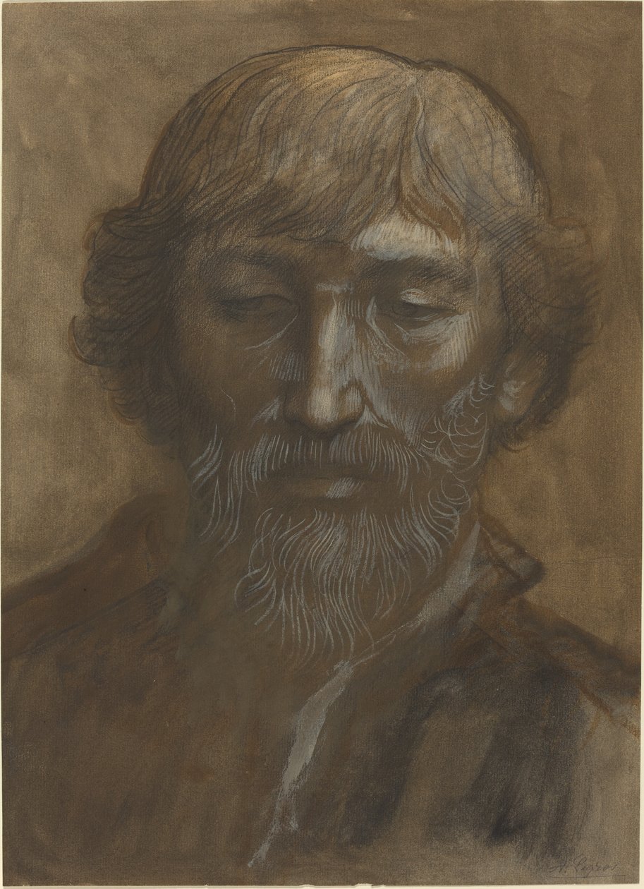 Egy férfi feje, teljes arc alkotó: Alphonse Legros