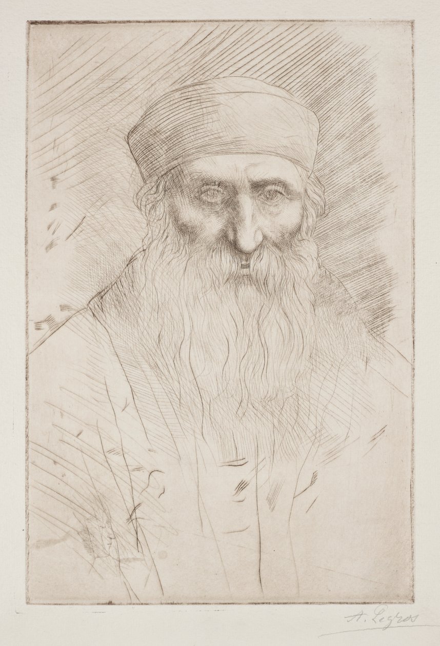 Hosszú szakállú férfi feje alkotó: Alphonse Legros