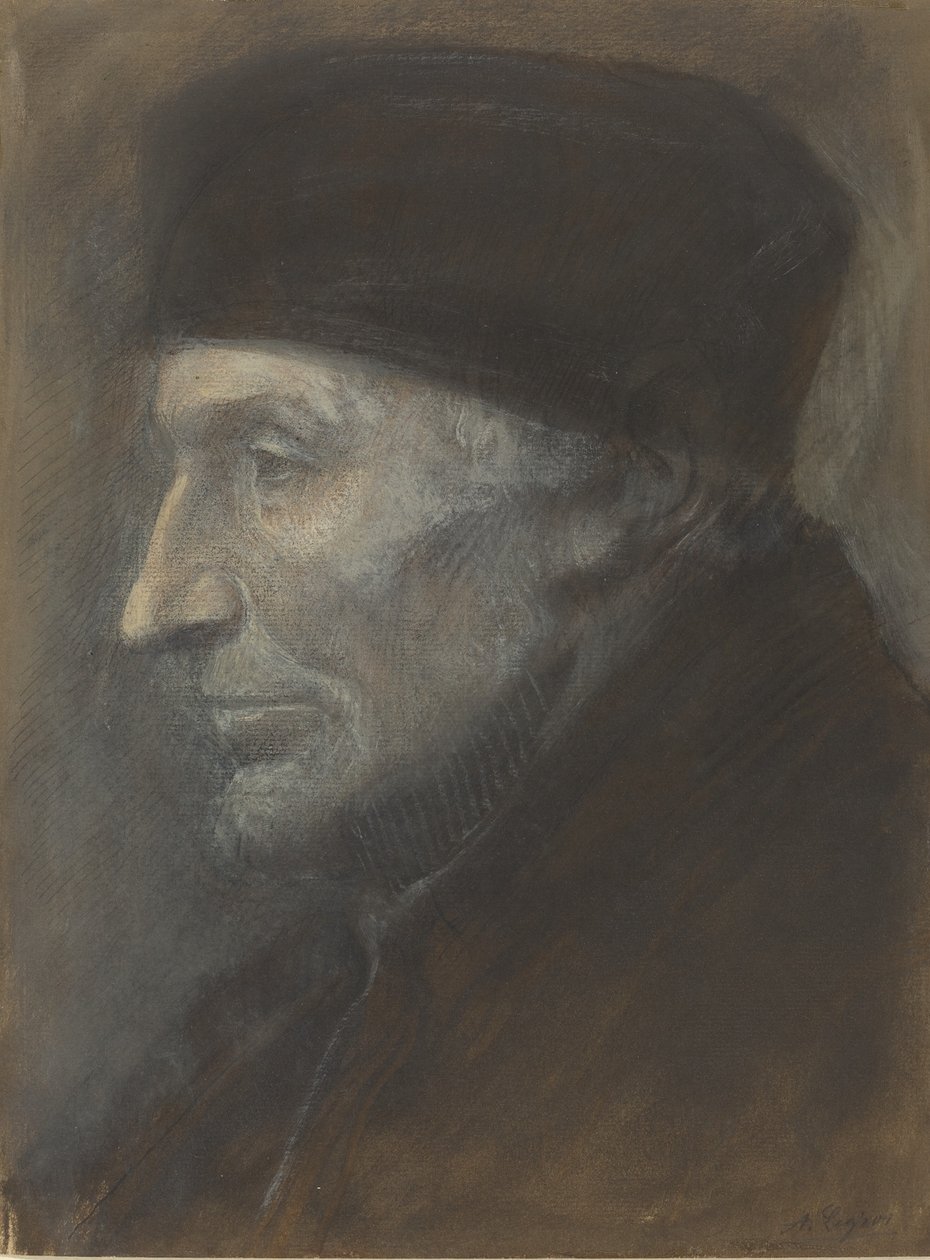 Egy koponyasapkás férfi feje. alkotó: Alphonse Legros