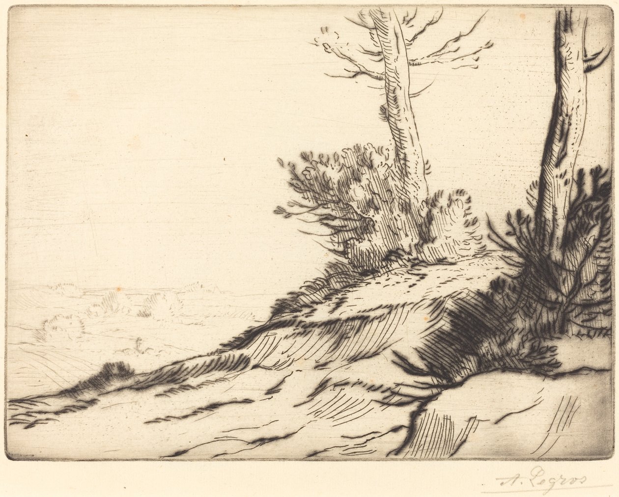Domb bokrokkal La butte aux broussailles. alkotó: Alphonse Legros