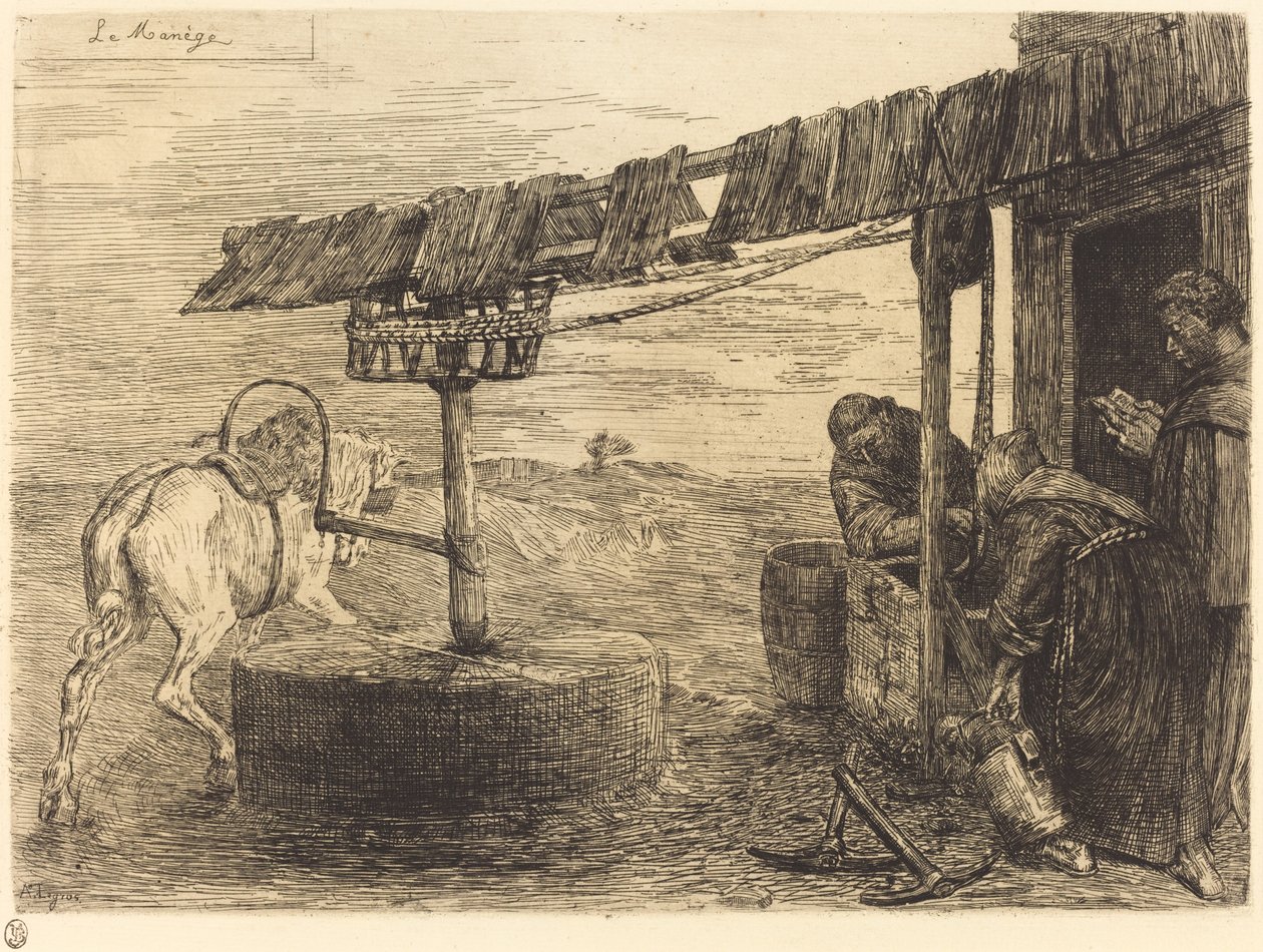 Ló által hajtott malom (Le manege) alkotó: Alphonse Legros