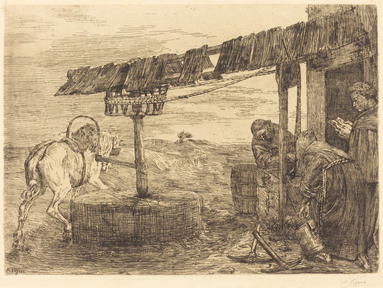Ló által hajtott Mill Le manege, valószínűleg 1869. alkotó: Alphonse Legros