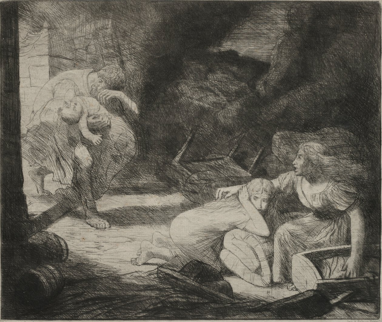 Lincendie, 1876. alkotó: Alphonse Legros