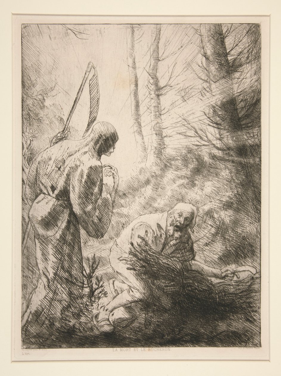 La Mort at le Bucheron, No. 2 (Halál és a favágó) alkotó: Alphonse Legros