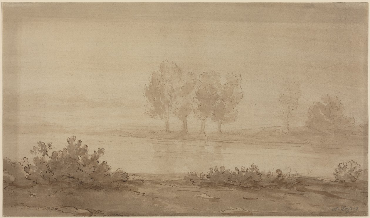 Tájkép - négy fa egy folyón túl alkotó: Alphonse Legros