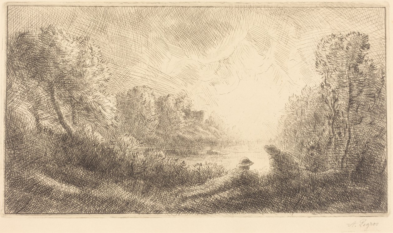 Tájkép: Napkelte alkotó: Alphonse Legros