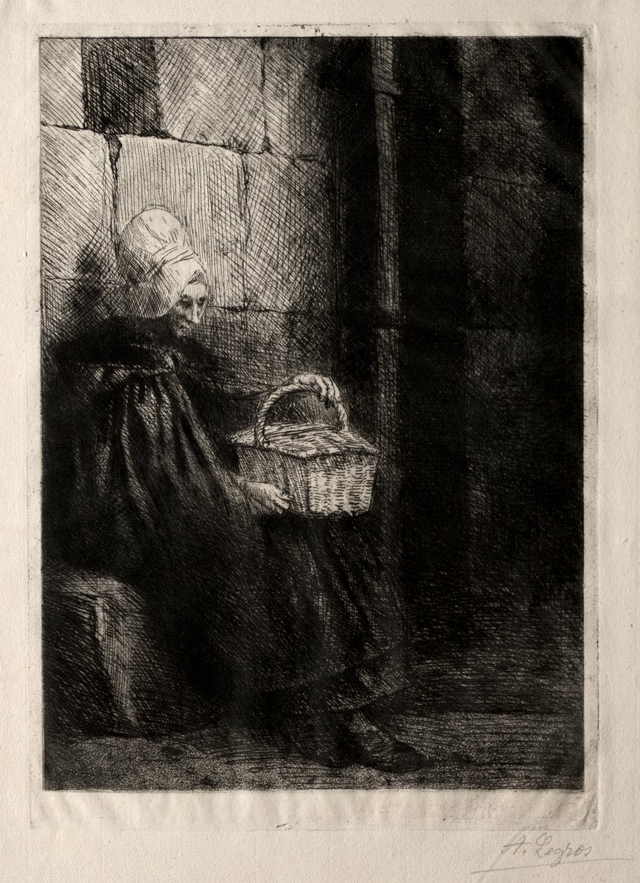 Táj Boulogne környékén, a Nő kosaras néven alkotó: Alphonse Legros