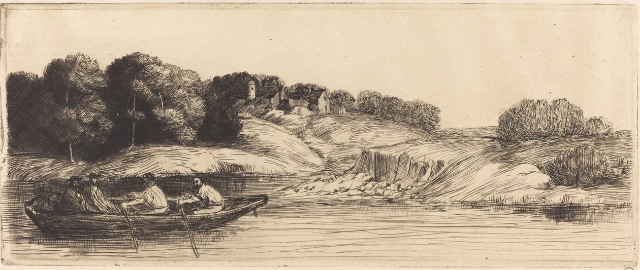 Táj csónakkal, 1. lemez alkotó: Alphonse Legros