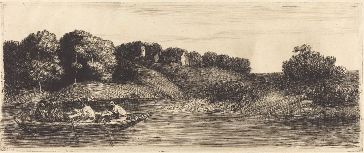 Táj csónakkal, 1. lemez alkotó: Alphonse Legros