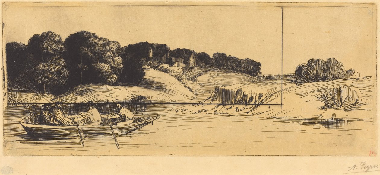 Tájkép csónakkal, 1. lemez  (A csónakos tájkép) alkotó: Alphonse Legros