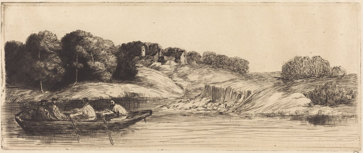 Tájkép csónakkal, 1. tábla alkotó: Alphonse Legros