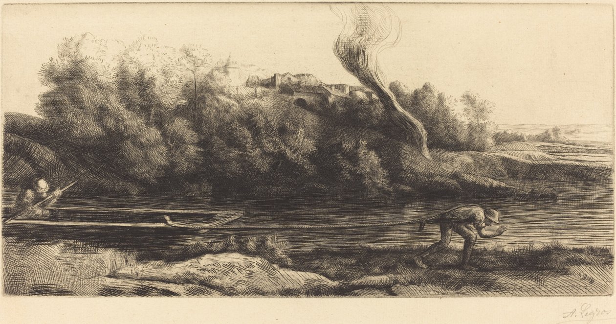 Táj csónakkal, 2. tábla Paysage au bateau. alkotó: Alphonse Legros