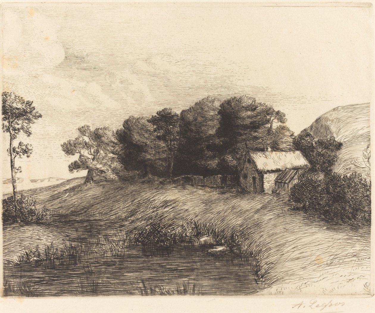 Táj tóval (Le paysage a la mare) alkotó: Alphonse Legros