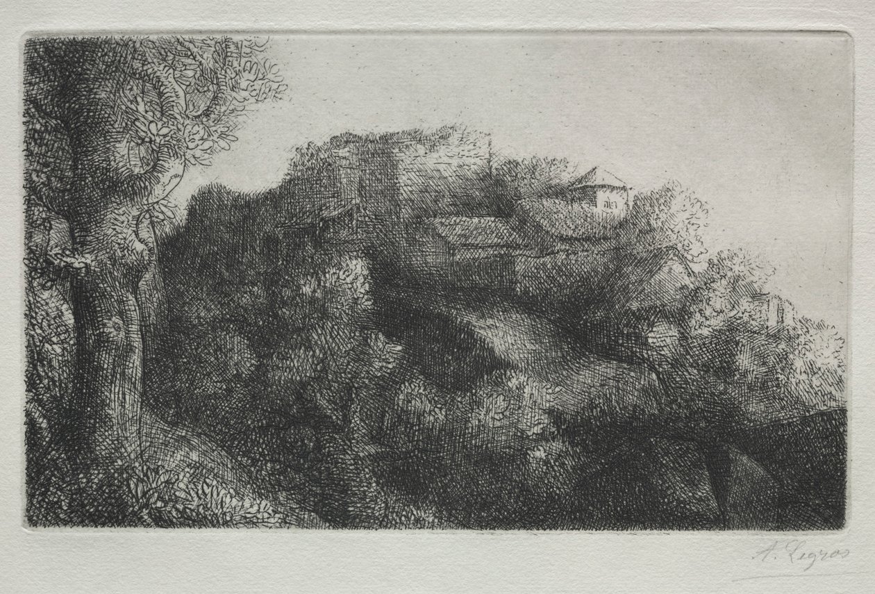 Táj épületekkel. alkotó: Alphonse Legros
