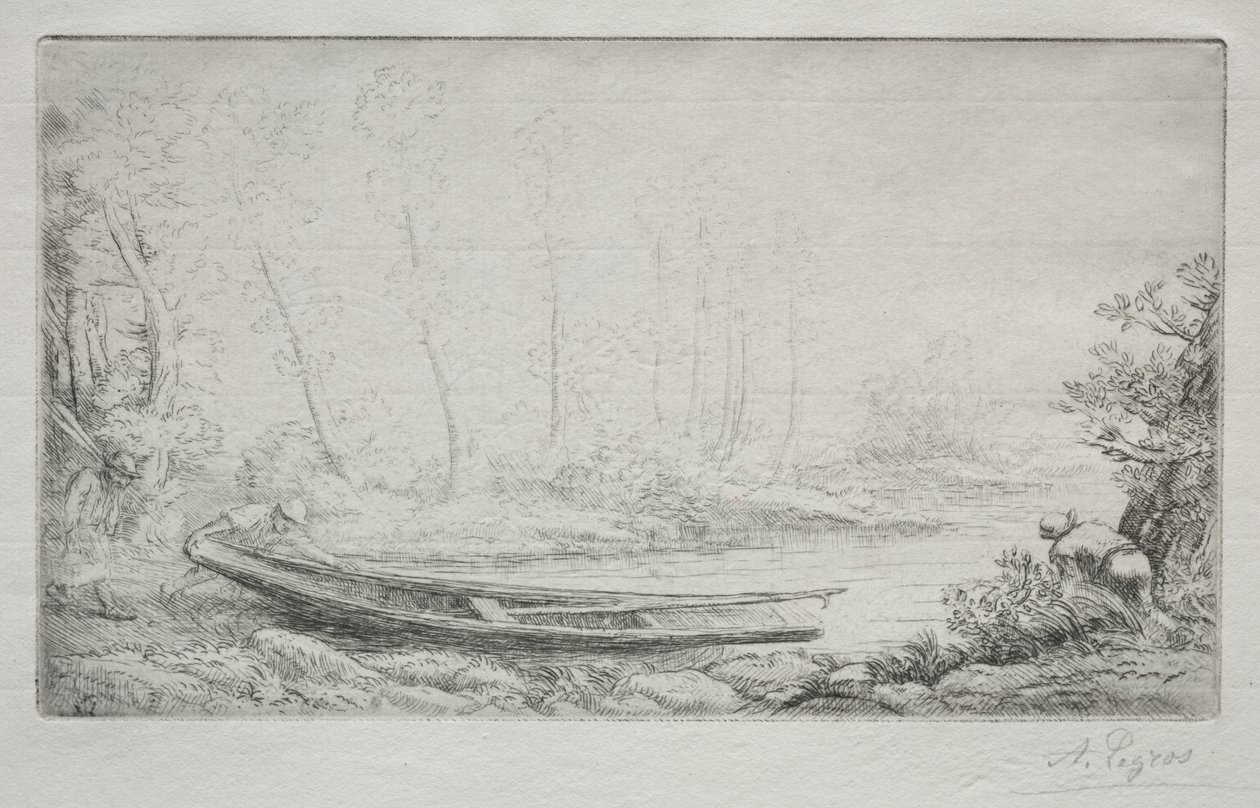 Indulás horgászni, ködben alkotó: Alphonse Legros