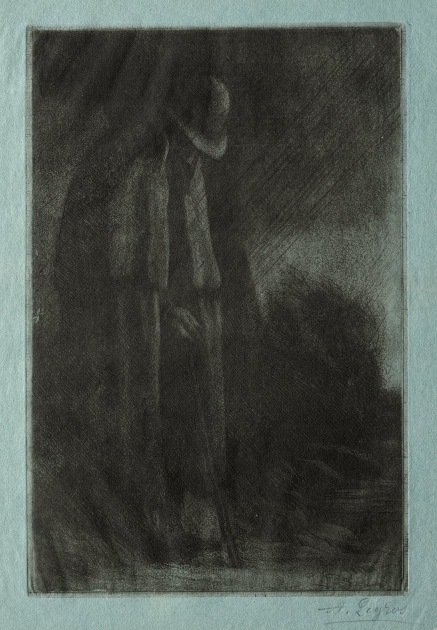 Az utazó a menedékben alkotó: Alphonse Legros