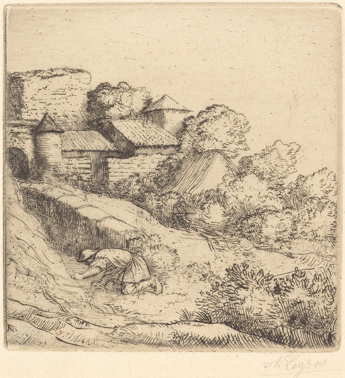 Kis fűégető alkotó: Alphonse Legros