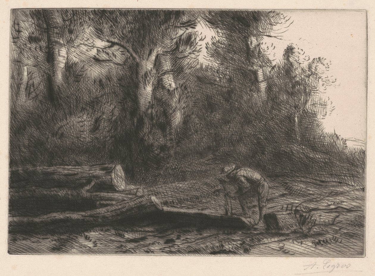 Man Squaring Logs (Fát hasító férfi) alkotó: Alphonse Legros
