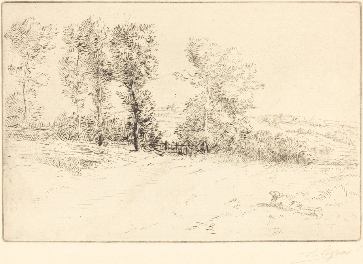 Meadow in Sunshine Le pre ensoleille. alkotó: Alphonse Legros