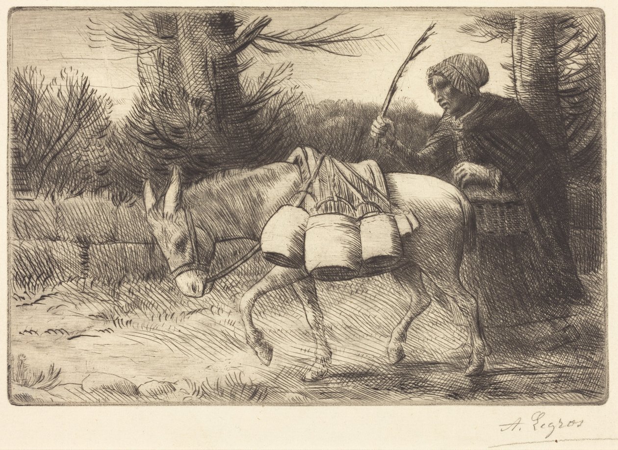 Boulogne-i fejőlány, 3. tábla (Laitière à Boulogne) alkotó: Alphonse Legros