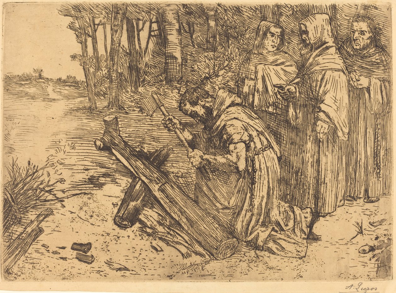 A szerzetesek fát vágnak Les moines bucherons. alkotó: Alphonse Legros