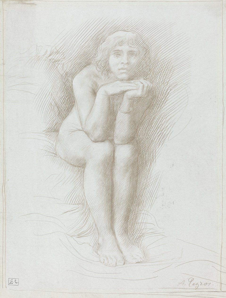 Meztelen modell Ülő. alkotó: Alphonse Legros