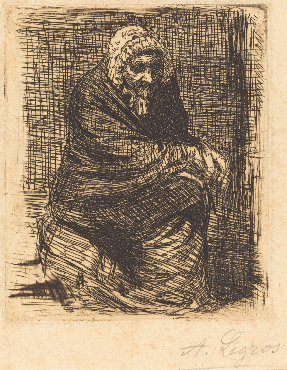 Öregasszony ül alkotó: Alphonse Legros