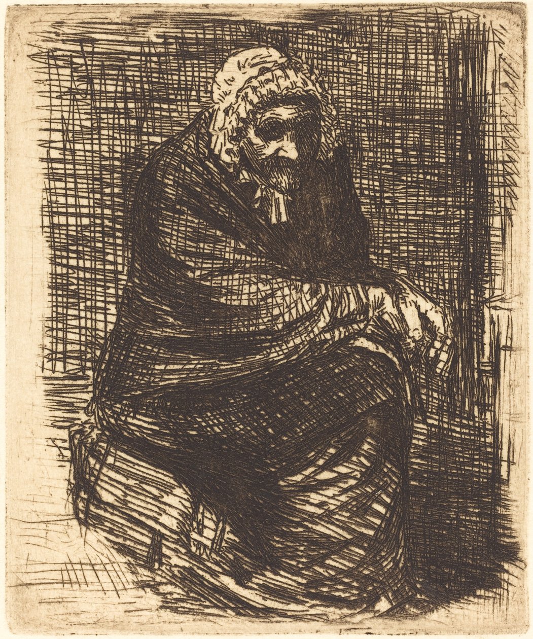 Öregasszony ül alkotó: Alphonse Legros