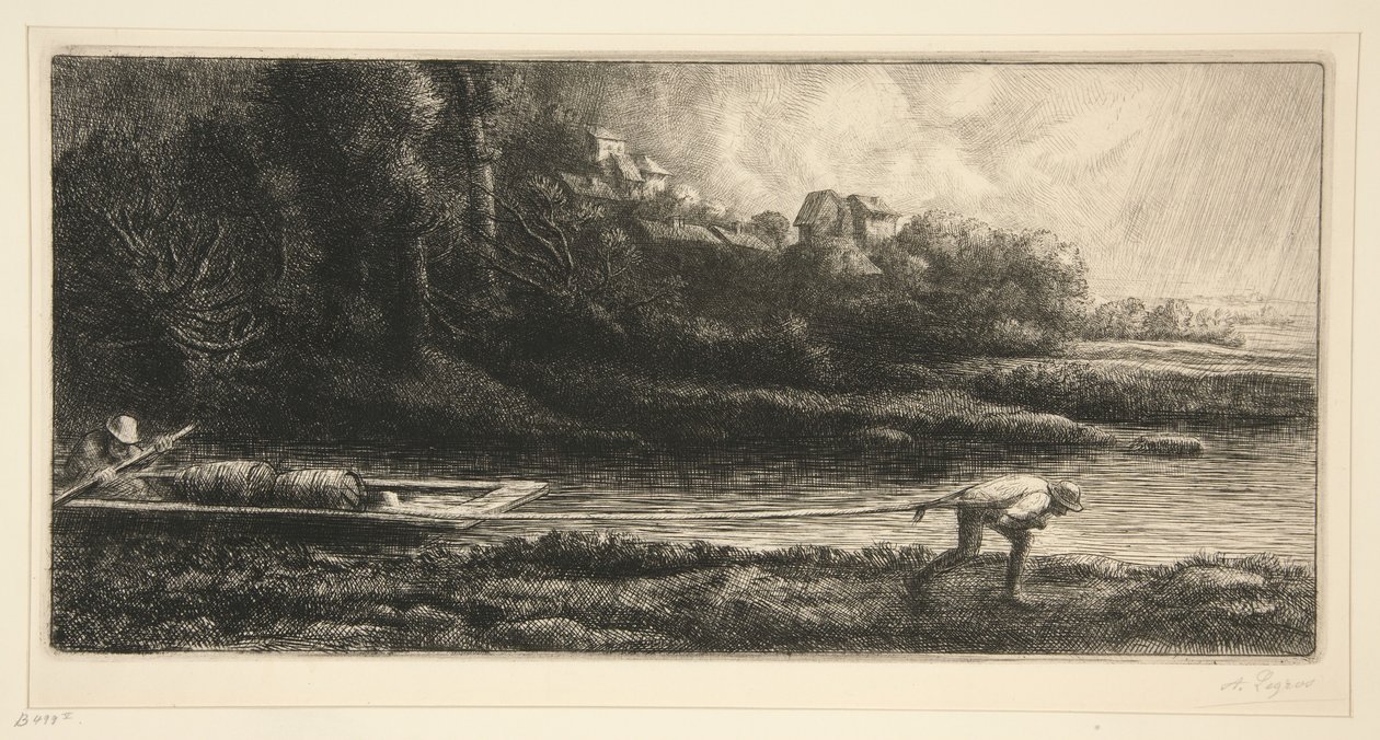 Tájkép csónakban alkotó: Alphonse Legros