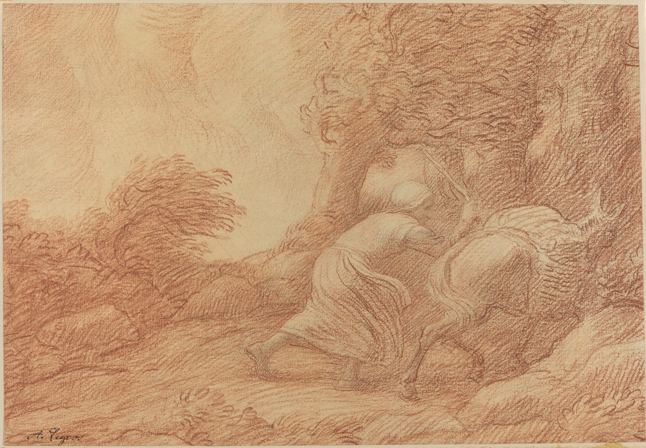 Paraszt és szamár. alkotó: Alphonse Legros