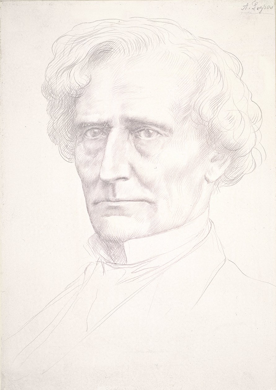 Hector Berlioz portréja (arany pont, rózsaszínű preparált papírra) alkotó: Alphonse Legros
