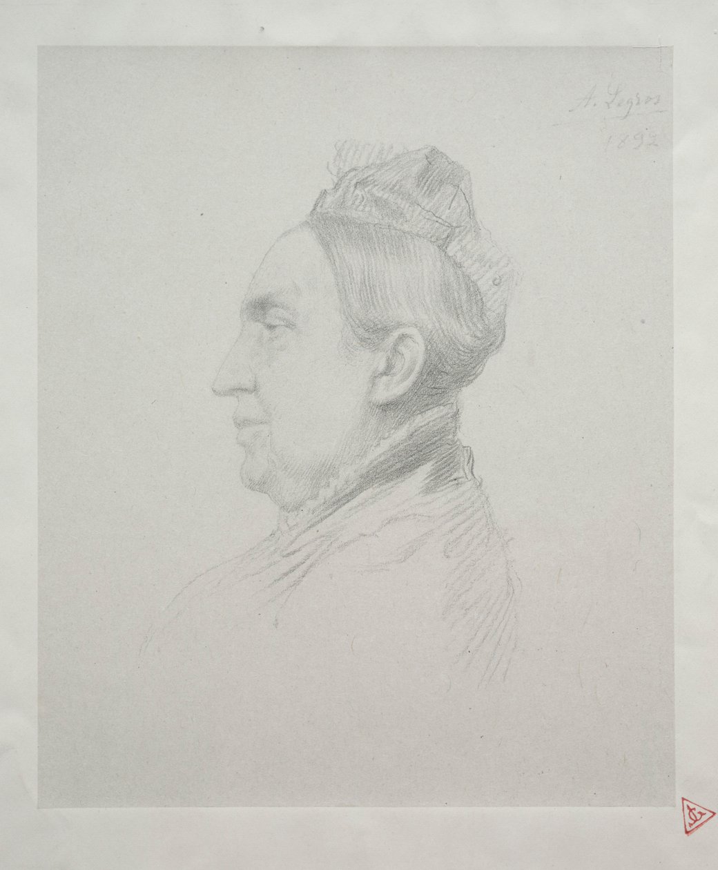 Madame Kemp portréja a 2. profillemezen. alkotó: Alphonse Legros