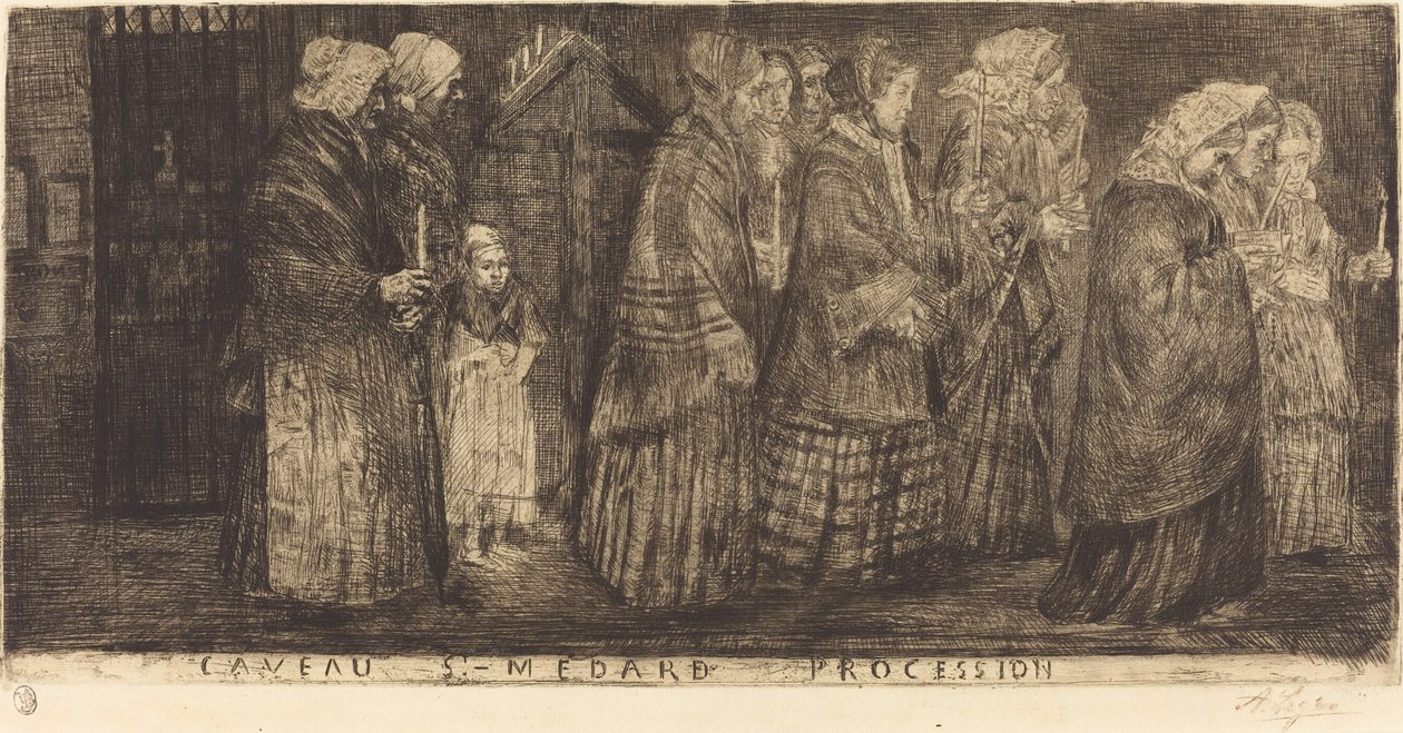 Körmenet a Szent Medárd sírban Körmenet a Szent Medárd boltozatában, 1859. alkotó: Alphonse Legros
