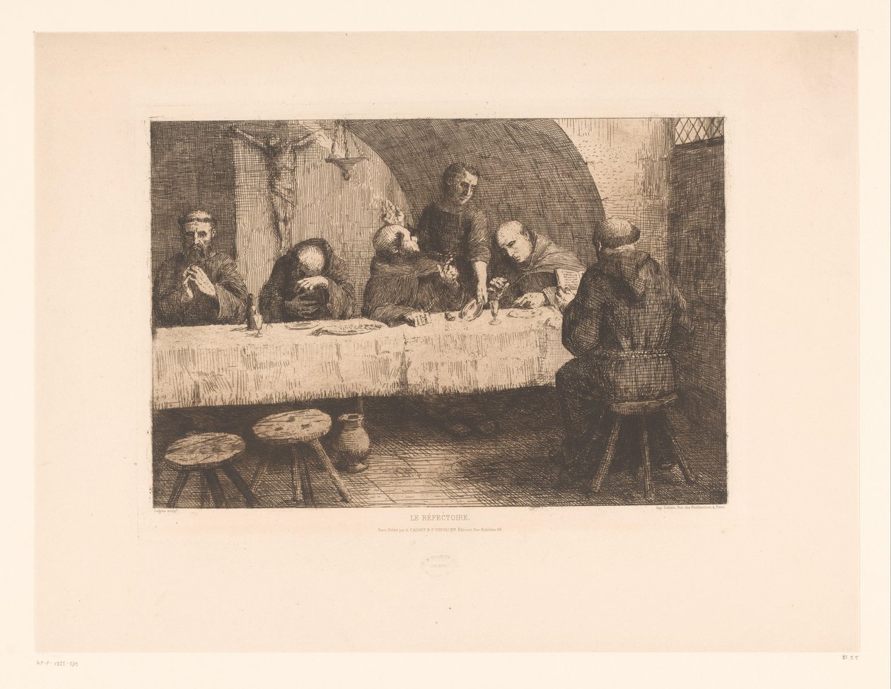 Refektórium imádkozó szerzetesekkel Le réfectoire (cím a tárgyon) alkotó: Alphonse Legros