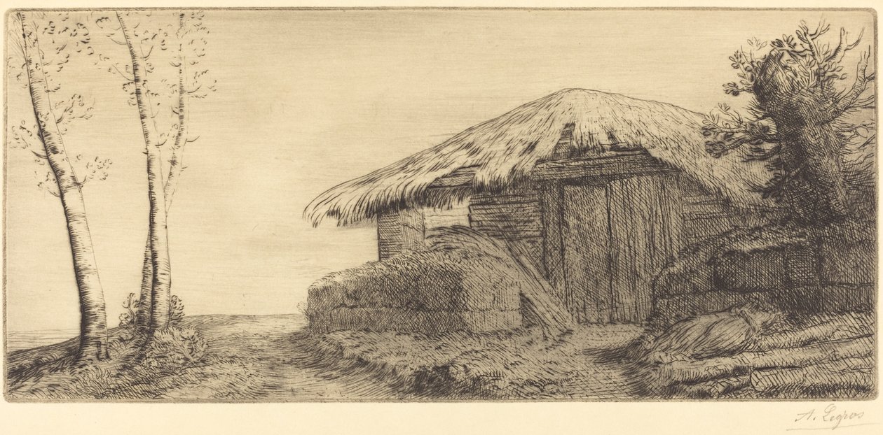 Pásztorkunyhó a domboldalon alkotó: Alphonse Legros