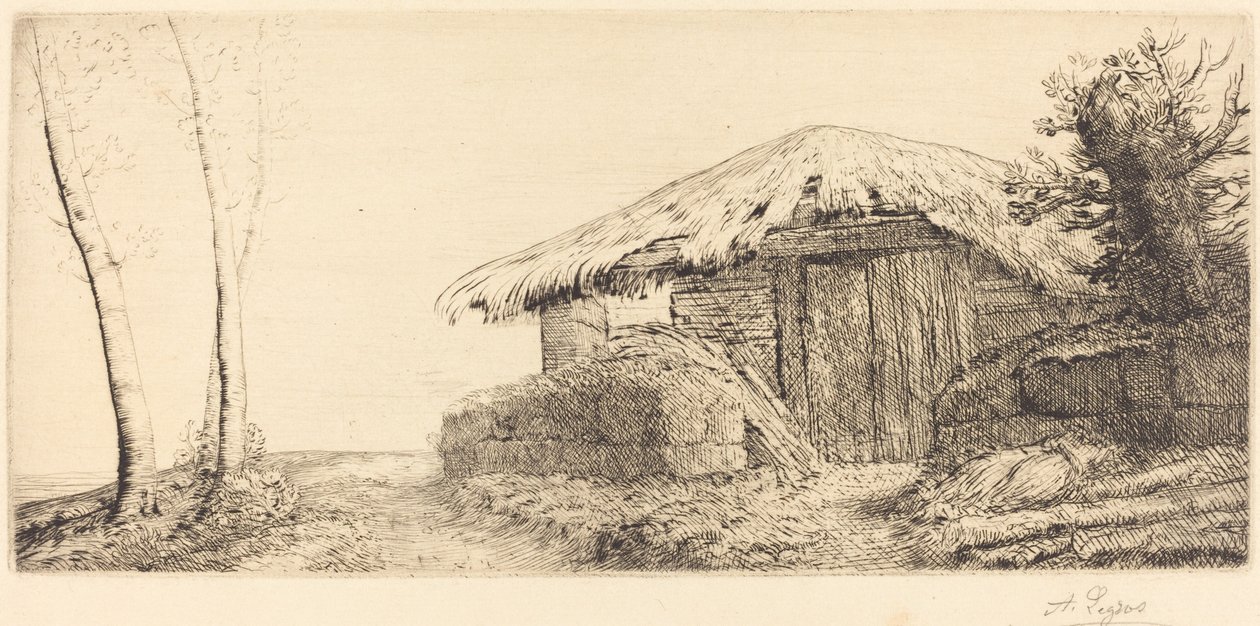 Pásztorkunyhó a domboldalon alkotó: Alphonse Legros