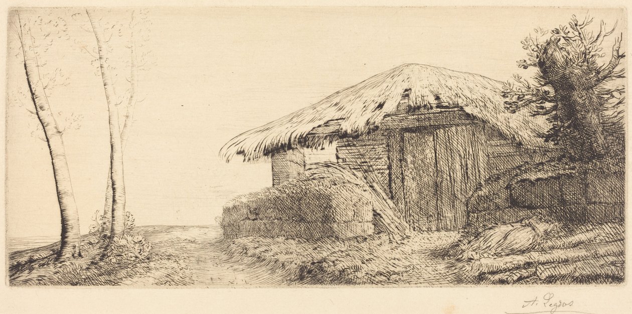 Pásztorkunyhó egy domboldalon alkotó: Alphonse Legros