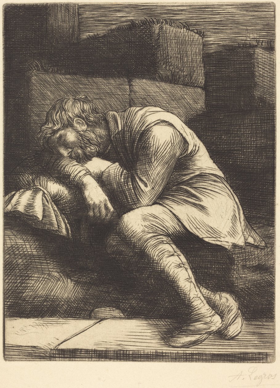 Sleeping Beggar (Alvó koldus) alkotó: Alphonse Legros