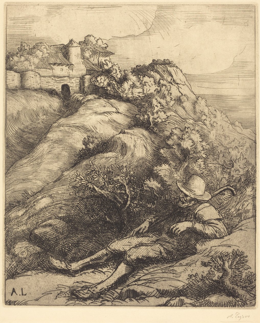 Sleeping Shepherd (A pásztor pihenése) alkotó: Alphonse Legros