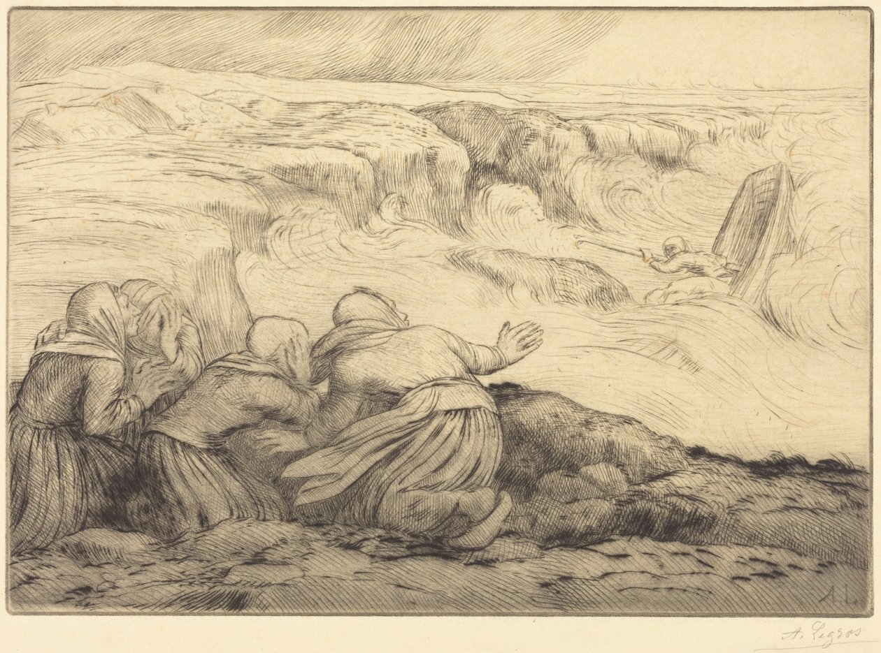 Veszélyben lévő kis hajó (Barque en peril) alkotó: Alphonse Legros