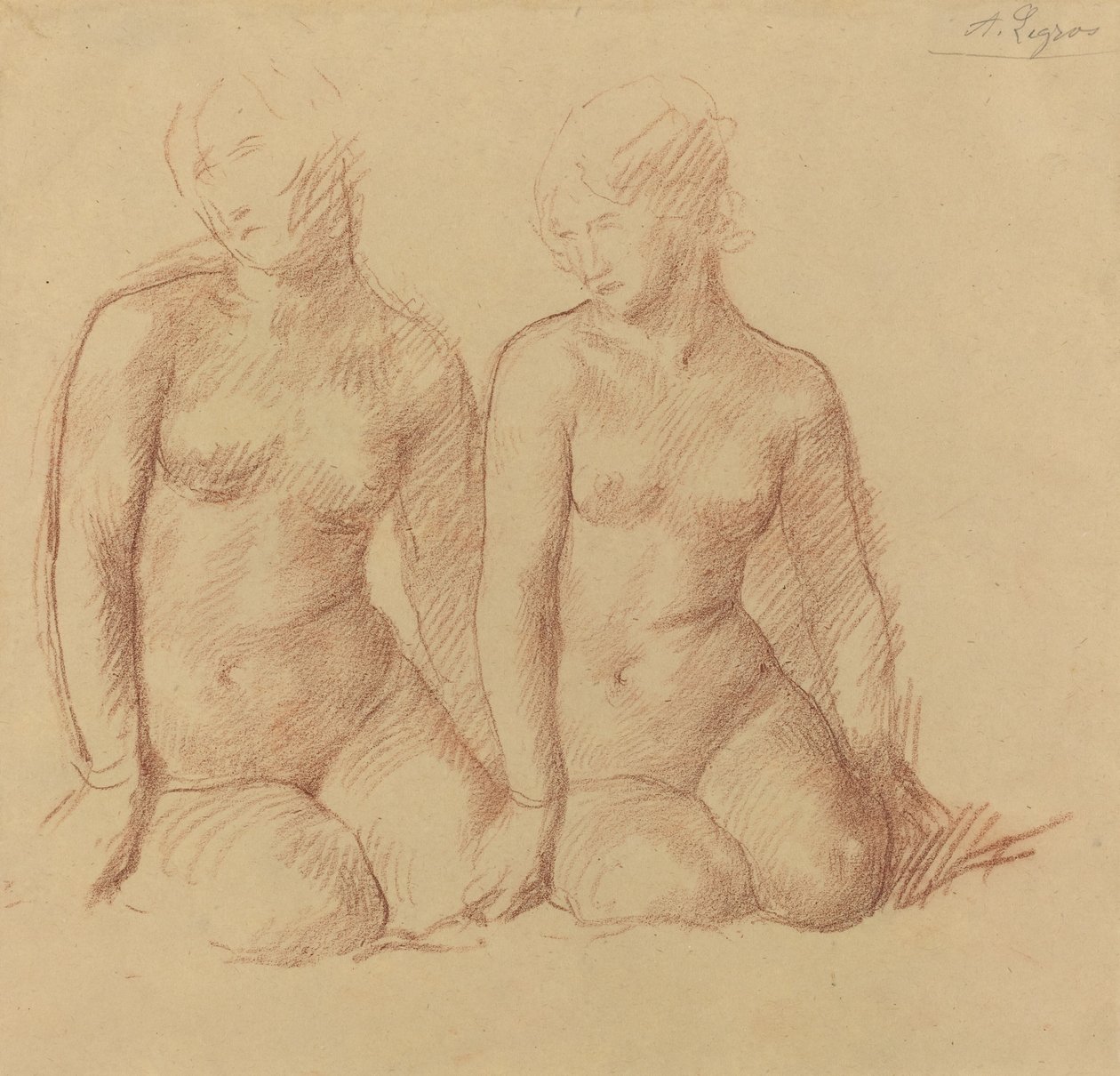 Tanulmány két egymás mellett ülő alakról alkotó: Alphonse Legros