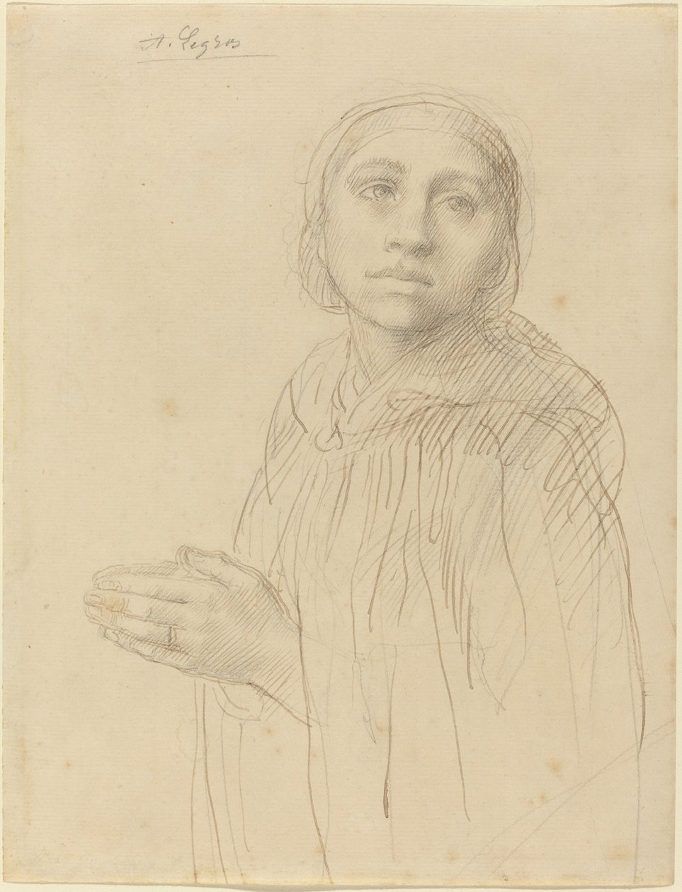 Tanulmány az imádkozó nőkről alkotó: Alphonse Legros