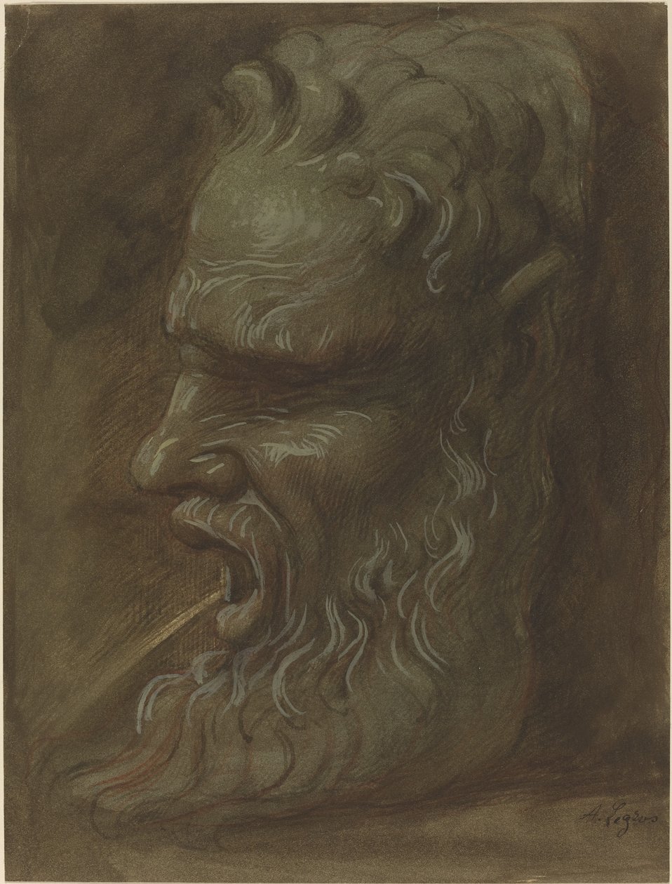 Egy maszk tanulmányozása. alkotó: Alphonse Legros