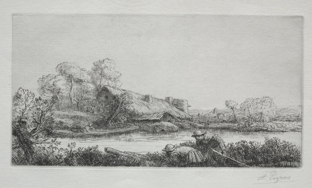 Farm a folyón (La Ferme Sur La Rivière: Esti hatás) alkotó: Alphonse Legros