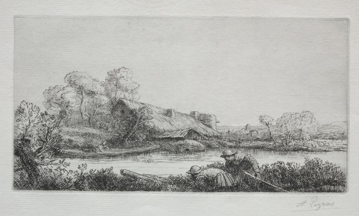 Farm a folyón (La Ferme Sur La Rivière: Esti hatás) alkotó: Alphonse Legros