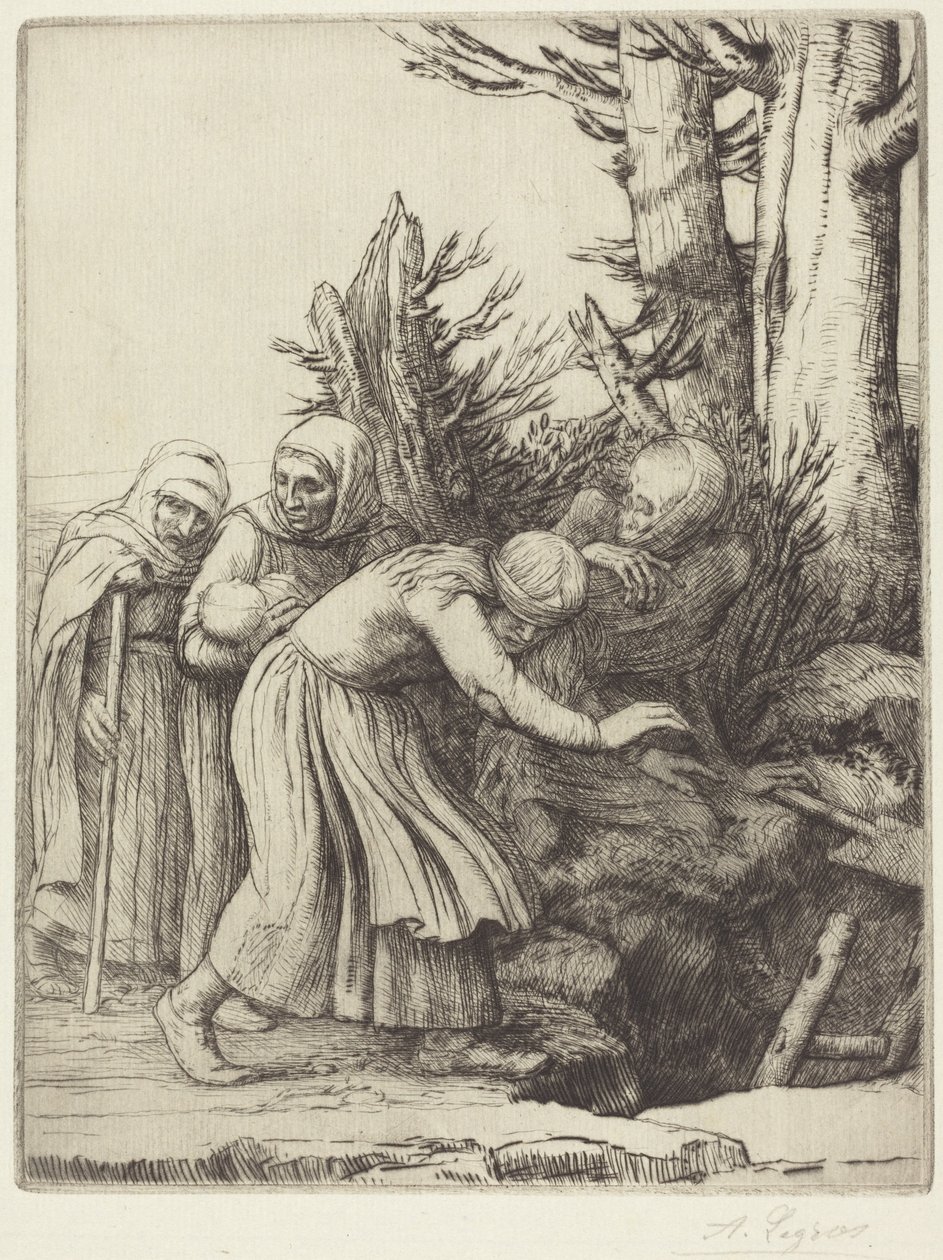A Halál diadala: A Halál lakóhelyet készít a hajléktalanok számára (Le triomphe de la Mort: La mort a prepare une demeure a des abandonnees) alkotó: Alphonse Legros