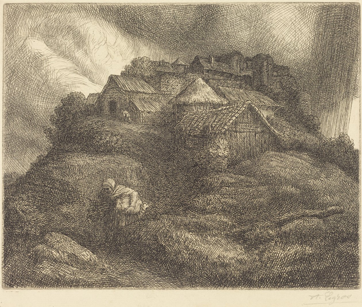 Saint-Pierre falu vihar idején alkotó: Alphonse Legros