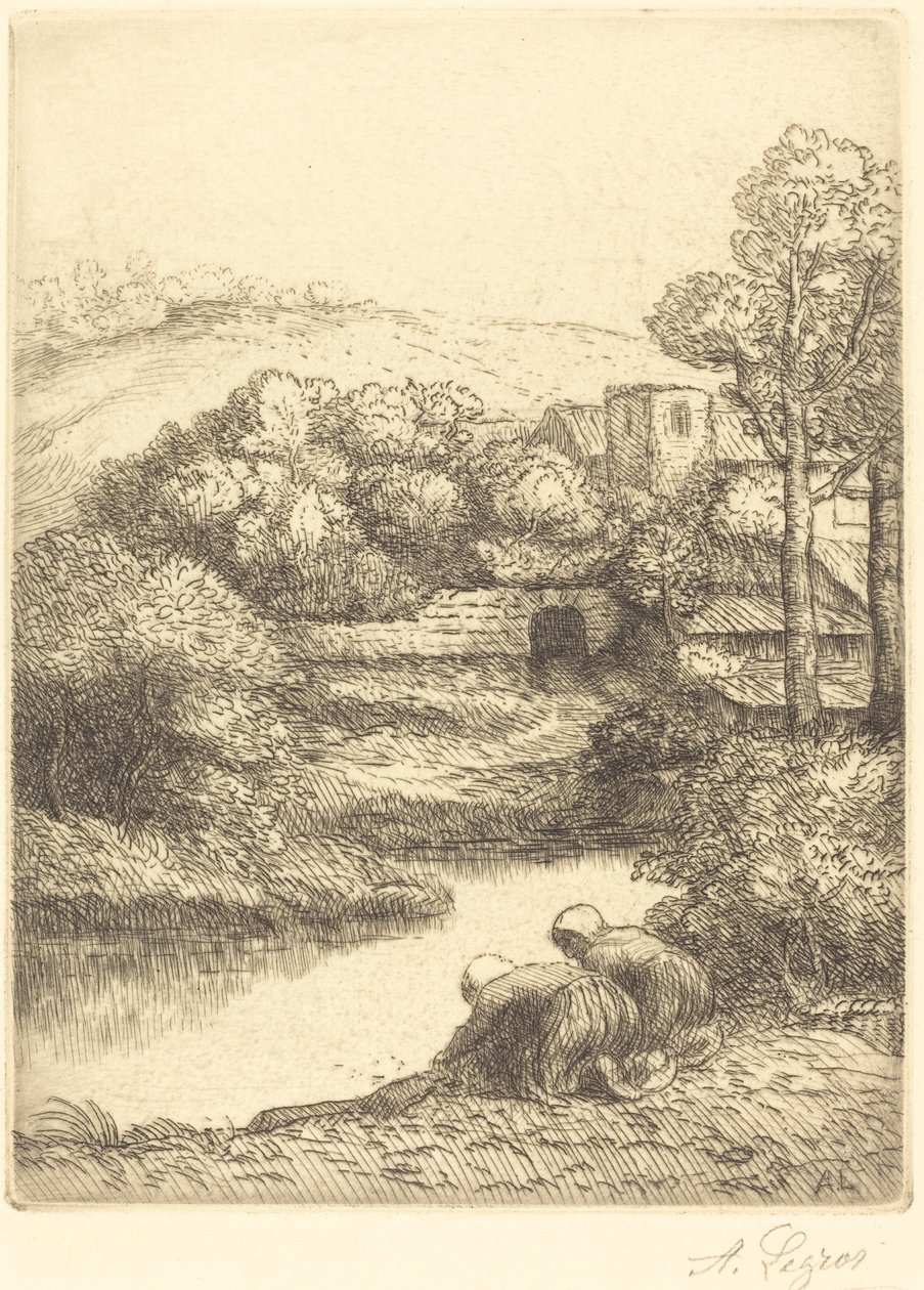 Mosóház, a The Washerwomen Le lavoir, dite Les Laveuses. alkotó: Alphonse Legros